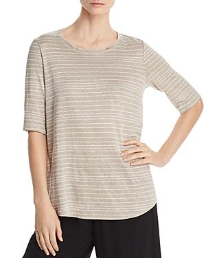 Eileen Fisher Striped Elbow-sleeve Top