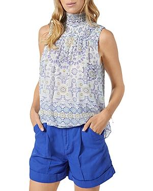 Joie Mikas Silk High Neck Smocked Top
