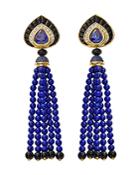 Marina B 18k Yellow Gold Saturnia Sapphire, Lapis Lazuli & Diamond Drop Earrings