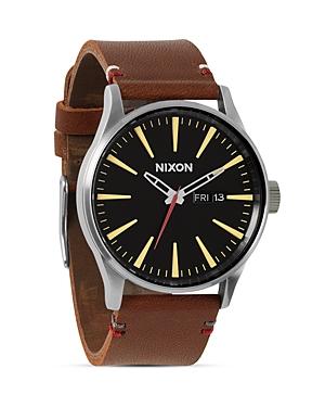 Nixon The Sentry Leather Watch, 42mm