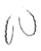 John Hardy Classic Chain Sterling Silver Lava Medium Hoop Earrings With Black Sapphire