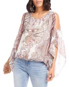 Karen Kane Paisley Print Cold Shoulder Scarf Top