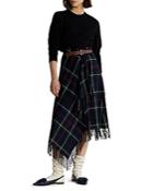 Polo Ralph Lauren Plaid Fringe Trim Wrap Skirt