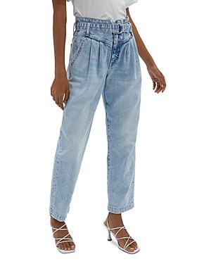 Jonathan Simkhai Standard Theo Belted Pleated Jeans In Emerald Bay