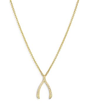 Zoe Lev 14k Yellow Gold Diamond Wishbone Necklace, 16-18