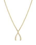 Zoe Lev 14k Yellow Gold Diamond Wishbone Necklace, 16-18
