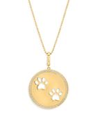 Graziela Gems 14k Yellow Gold Pawsitivity Diamond & Cutout Paw Disc Pendant Necklace, 20