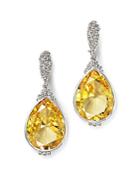 Judith Ripka Bermuda Pear Drop Earrings With Canary Crystal