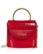 Chloe Aby Small Croc-embossed Leather Crossbody