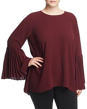 Vince Camuto Plus Pleated Bell Sleeve Blouse