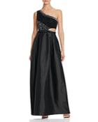 Aidan Mattox One-shoulder Beaded Cutout Gown - 100% Exclusive