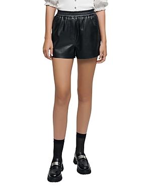 Maje Lambskin Leather Shorts