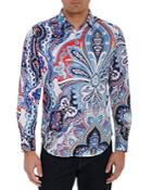 Robert Graham Devils Treasure Cotton Blend Paisley Print Classic Fit Button Down Shirt
