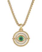 David Yurman 18k Yellow Gold Evil Eye Mobile Amulet With Emeralds & Diamonds