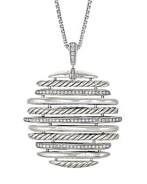 David Yurman Tides Pendant Necklace With Pave Diamonds In Sterling Silver