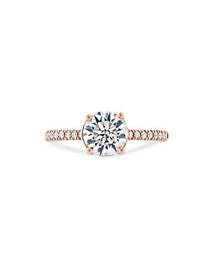 Hayley Paige For Hearts On Fire 18k Rose Gold Sloane Silhouette Solitaire Engagement Ring With Diamond & Pink Sapphire