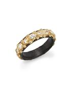 Armenta 18k Yellow Gold And Blackened Sterling Silver Old World Diamond And White Sapphire Stacking Ring