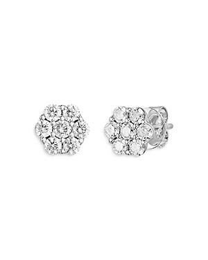 Malka Fluorescent Diamond Flower Cluster Stud Earrings In 14k White Gold, 0.80 Ct. T.w. - 100% Exclusive
