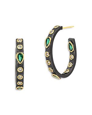 Freida Rothman Midnight Studded Hoop Earrings