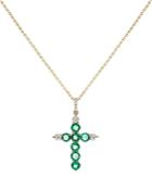 Bloomingdale's Emerald & Diamond Cross Pendant Necklace In 14k White Gold, 18 - 100% Exclusive