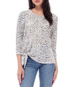 B Collection By Bobeau Caty Animal Print Tie Hem Tee