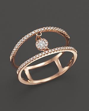 Diamond Double Row Ring With Cluster Center In 14k Rose Gold, .20 Ct. T.w. - 100% Exclusive