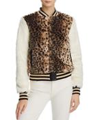 Mother The Baseball Printed Faux-fur Jacket