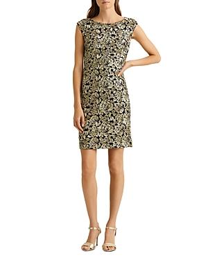Lauren Ralph Lauren Embroidered Cap-sleeve Dress