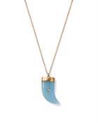 Annette Ferdinandsen Design 14k Yellow Gold Aquamarine & Diamond Claw Pendant Necklace, 18