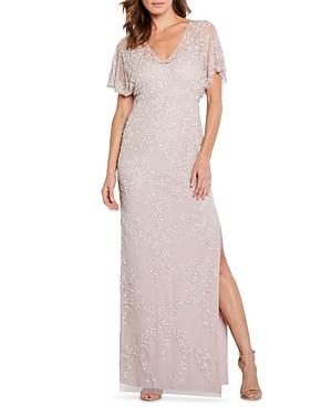 Aidan Mattox Floral Beaded Blouson Gown