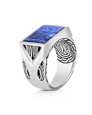 John Hardy Sterling Silver Classic Chain Sodalite Signet Ring