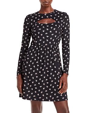 Aqua Floral Print Cutout Knit Mini Dress - 100% Exclusive