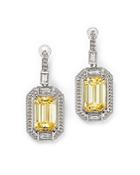 Judith Ripka Baguette Wrap Emerald Cut Drop Earrings With Rock Crystal Quartz And Canary Crystal