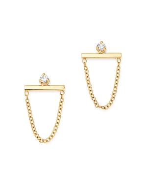Zoe Chicco 14k Yellow Gold Diamond Bar Chain Drop Earrings