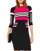 Karen Millen Striped Color-blocked Pencil Dress
