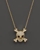Roberto Coin 18k Yellow Gold Diamond Skull & Crossbones Pendant Necklace, 16