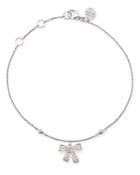 Hueb 18k White Gold Romance Diamond Bow Charm Bracelet