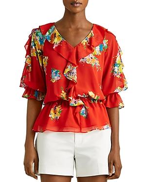 Lauren Ralph Lauren Printed Ruffled Peplum Top