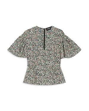 The Kooples Floral Flowing Frilly Peplum Top