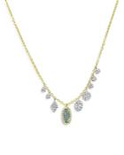 Meira T Blue Topaz & Diamond Drop Necklace In 14k Yellow & White Gold, 18