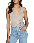 Reiss Nicola Metallic Halter Top
