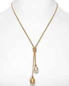 Majorica Love Knot Simulated Pearl Lariat Necklace