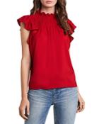 1.state Smocked Ruffle Top