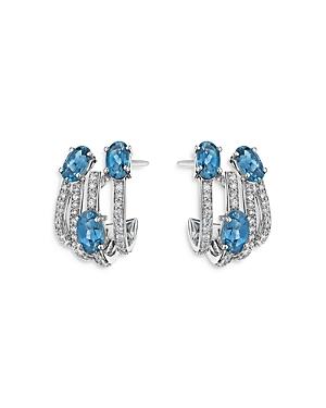 Hueb 18k White Gold Spectrum Blue Topaz & Diamond Earrings