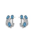 Hueb 18k White Gold Spectrum Blue Topaz & Diamond Earrings
