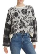 Cinq A Sept Genevieve Color-blocked Mixed-print Sweater