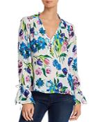 Parker Cassidy Floral-print Ruffled-sleeve Blouse