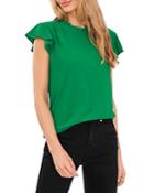 Cece Flutter Sleeve Crewneck Top