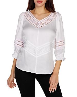 Belldini Chevron Lace Detailed V Neck Top