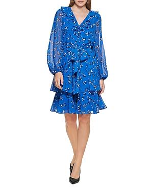 Karl Lagerfeld Paris Ruffle Trim Tiered Dress